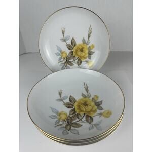 Sango *COTILLION Yellow Roses* 7 5/8" COUPE SOUP BOWLS* Set Of 4
